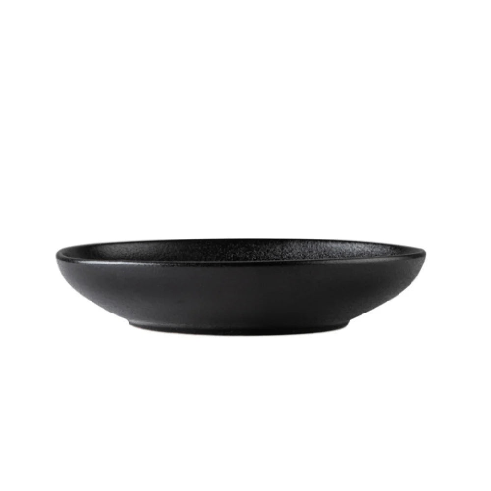 Durable porcelain pasta bowl with a bold lava glaze matte black finish. The 25oz capacity and wide 8 1/2" rim are ideal for pasta, salads, and composed entrées. Designed for commercial use, it offers a modern presentation and long-lasting performance.