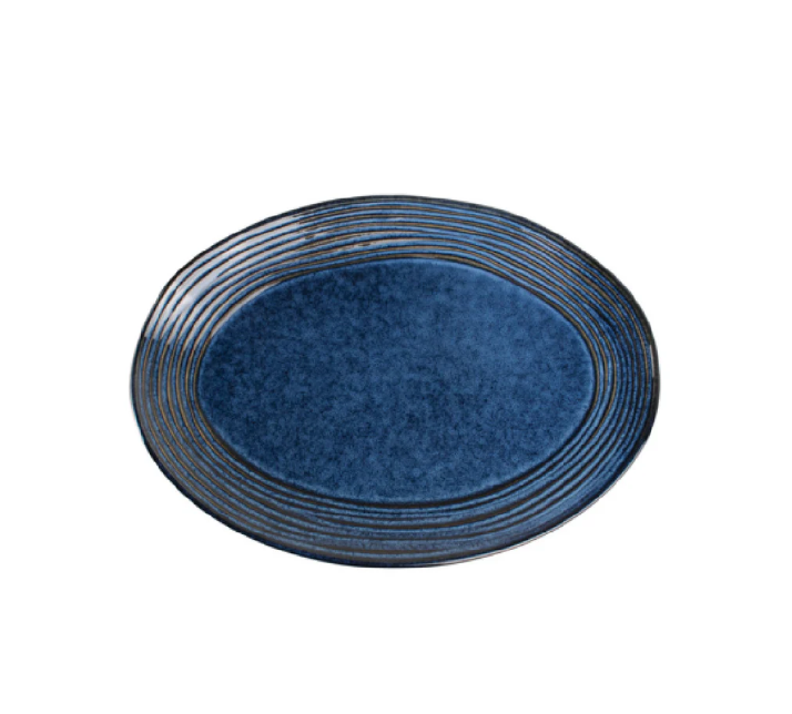 C.A.C. NEP-14-12 Neptune Platter, 12 3/4" porcelain with Starry Night Blue/Black glaze, durable and dishwasher safe – case of 12