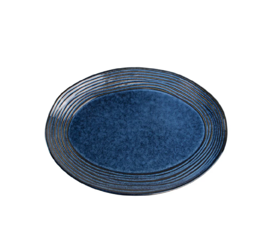 C.A.C. NEP-14-12 Neptune Platter, 12 3/4" porcelain with Starry Night Blue/Black glaze, durable and dishwasher safe – case of 12
