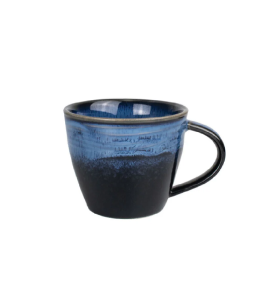 C.A.C. NEP-35-36 Neptune Cup, 3.5oz porcelain espresso cup in Starry Night Blue/Black glaze, 4 1/4" tall, case of 36 – durable and dishwasher safe