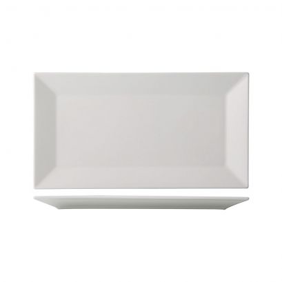 C.A.C. NGA-14-12 Rectangular Platter 13" durable porcelain, modern white design, dishwasher safe – case of 12