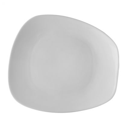 C.A.C. OAK-16-12 Coupe Trapezoid Plate – 10 1/2" white porcelain plate, case of 12