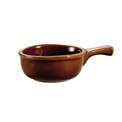C.A.C. OC-15-H-24 Onion Soup Crock with Handle – 15 oz brown porcelain soup crock, case of 24