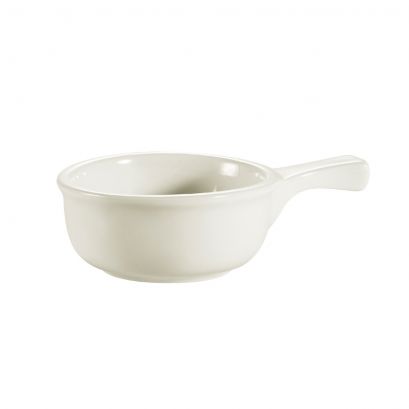 C.A.C. OC-15-W-24 Onion Soup Crock with Handle – 15 oz Antique White porcelain soup crock, case of 24