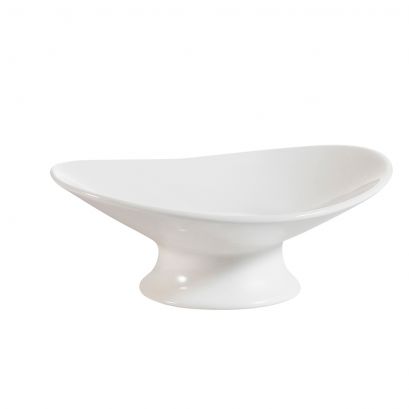 C.A.C. OPST-9-12 Oval Plate with Foot – 8 3/4" white porcelain plate, case of 12