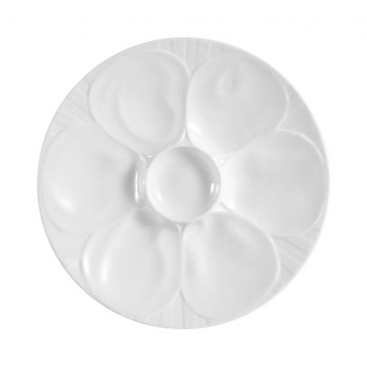C.A.C. OYS-9-24 Oyster Plate – 9" white porcelain plate with compartments, case of 24