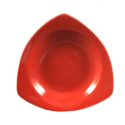 C.A.C. P-77-R-12 Triangular Pasta Bowl – 10 1/2" red porcelain bowl, 22oz, case of 12