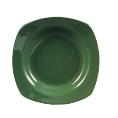 C.A.C. P-88-G-12 Square Pasta Bowl – 11 1/2" green porcelain pasta bowl, 22oz, case of 12