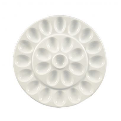 C.A.C. PEG-R21 Egg Holder Plate – 13" white porcelain plate with 24 compartments, 12 per case