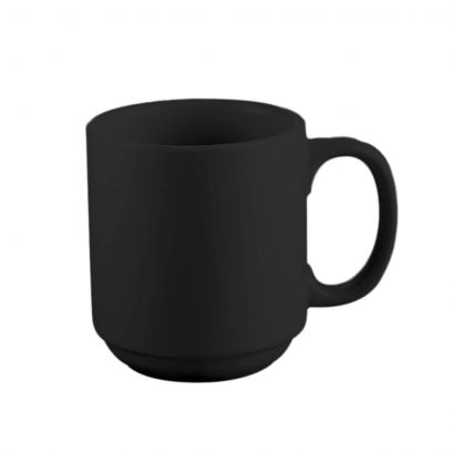 C.A.C. PRM-12-MK Matte Black Straight Stacking Mug 12oz – 36 per case