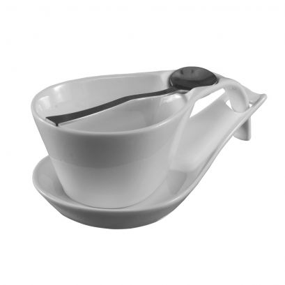 C.A.C. PTC-2-S 7 oz cup with matching saucer and spoon, case of 12