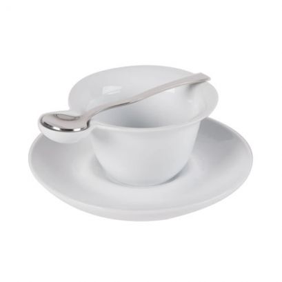 C.A.C. PTC-5-S 7 oz porcelain cup with matching saucer and spoon, case of 8