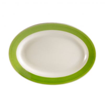 C.A.C. R-13-G R.E. green oval platter, 11 1/2-inch, case of 12