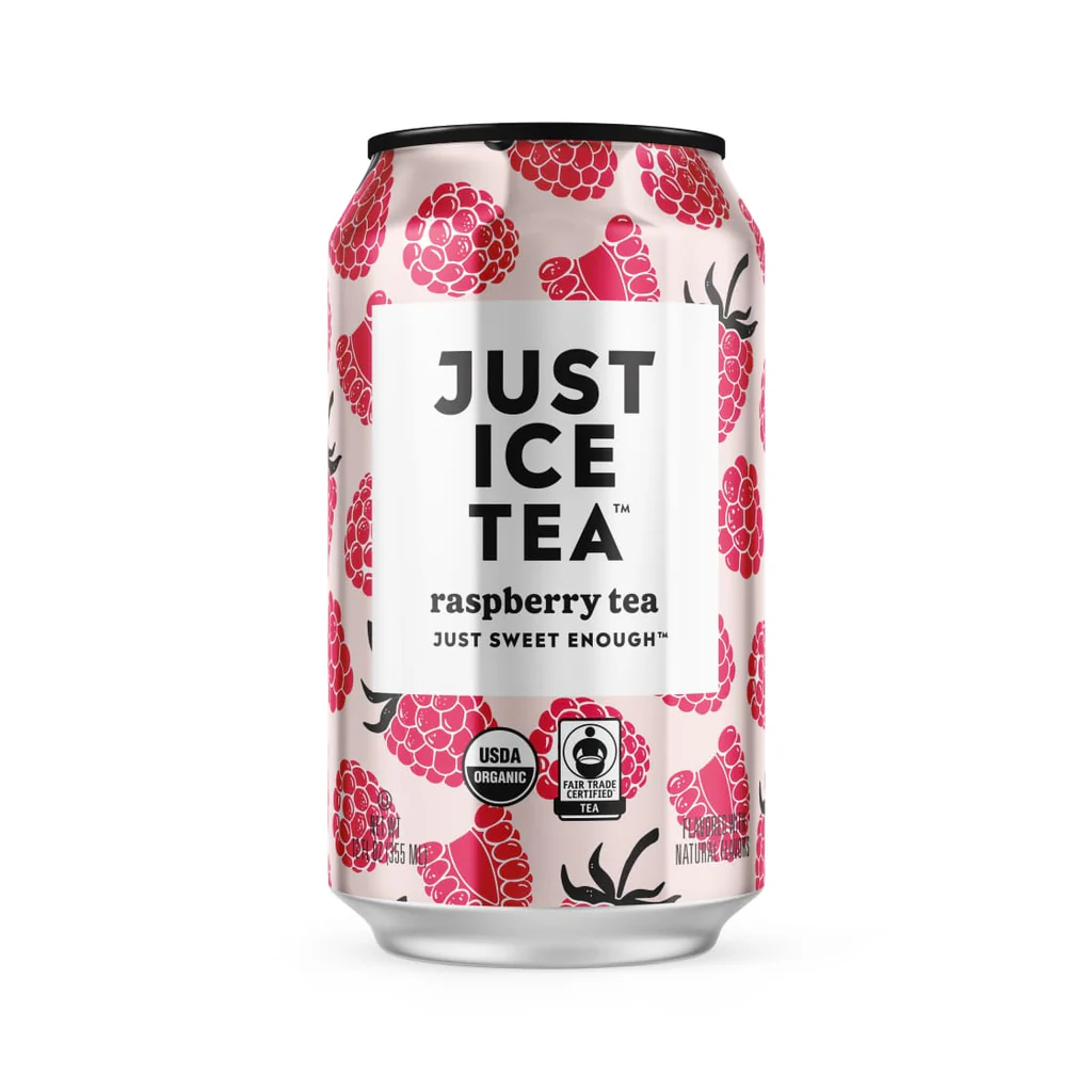 12oz Just Ice Tea Can Raspberry Black Tea Refreshing Drink