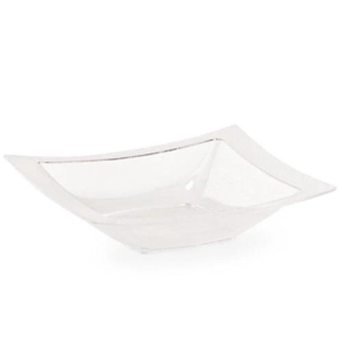Rectangles Clear Bowls in 5oz and 12oz sizes, perfect for serving soups, desserts, and salads at weddings, events, or parties with a stylish transparent design
