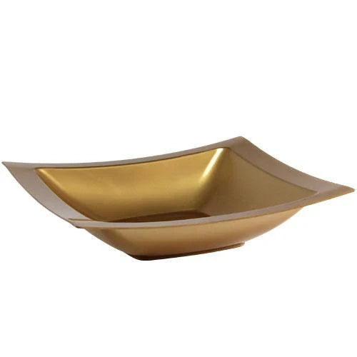 Rectangles Gold Bowls in 5oz and 12oz sizes, ideal for serving soups, salads, and desserts at weddings, formal gatherings, and upscale events