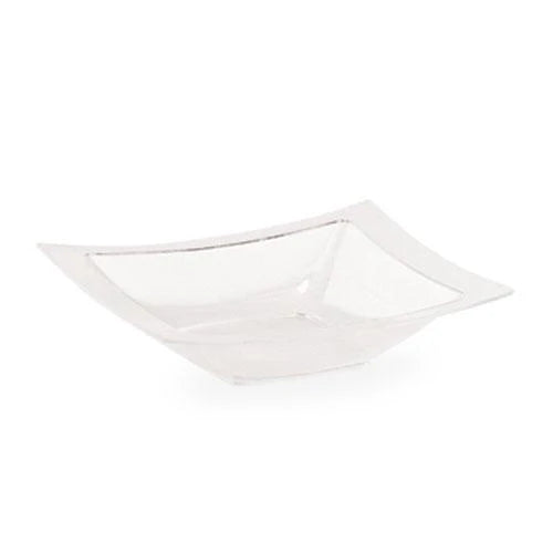 Rectangles Clear Bowls in 5oz and 12oz sizes, perfect for serving soups, desserts, and salads at weddings, events, or parties with a stylish transparent design