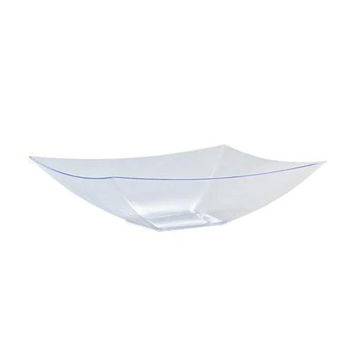 Two 128oz clear rectangular bowls for serving large portions of salads, punch, or party dishes at weddings, events, and upscale gatherings.