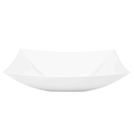 128oz pearl-colored rectangular serving bowl designed for large servings of salads, pasta, or side dishes at formal events, weddings, and elegant gatherings.