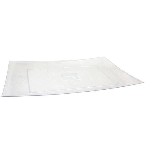 Two clear rectangular serving trays measuring 12x18 inches, ideal for showcasing appetizers, desserts, and party platters at events, parties, or elegant gatherings.