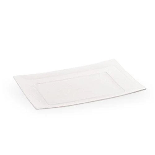 Rectangles Clear Plate in 7-inch, 9-inch, and 11.75-inch sizes with a sleek, modern design, perfect for serving appetizers, entrees, or desserts at events, parties, or weddings