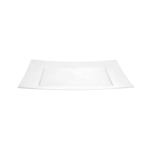 Rectangles 9x13" Clear Tray with a transparent sleek design, ideal for serving appetizers, desserts, and snacks at weddings, parties, and upscale events.