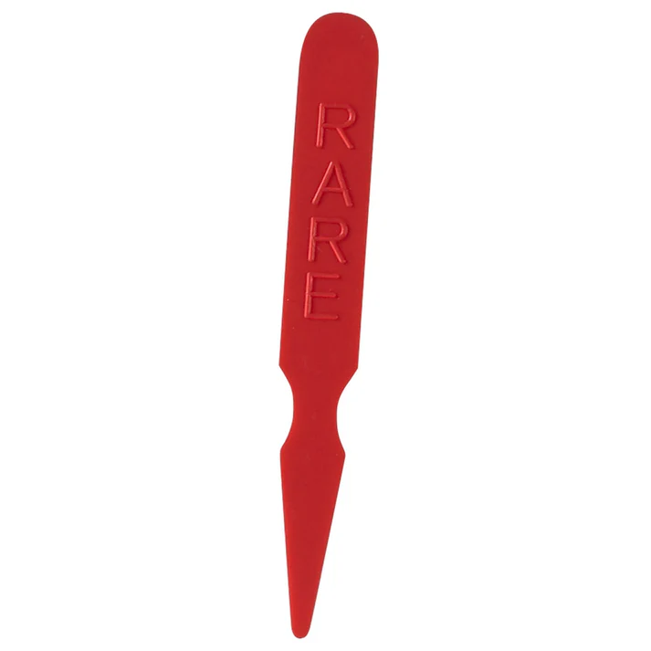Steak Marker 5/Pack has easy-to-read embossed lettering and is color-coded for ease of identification. With the help of these markers you will also remove any confusion even with many steaks on the grill. Thanks to its pointed tip, this steak marker can be skewered into meat without tearing. A must-have in any steakhouse or restaurant.