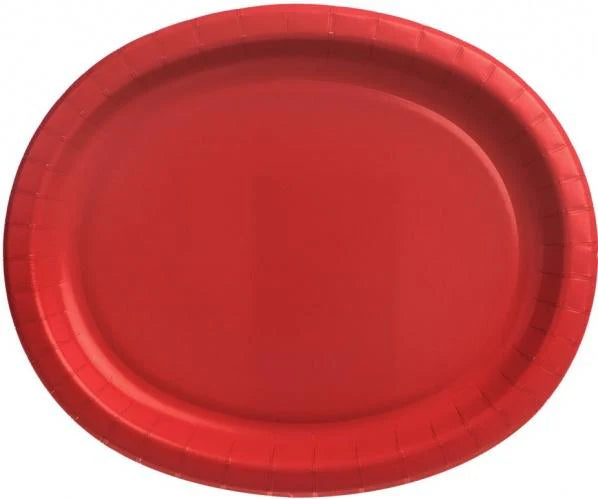 12"x10" oval paper plate in white, red, and blue, perfect for picnics, parties, BBQs, and events. Sturdy, disposable, and designed for serving hot or cold food with style and convenience.