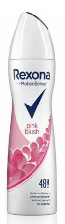 Rexona Pink Blush antiperspirant deodorant spray for women, 200 mL bottle.