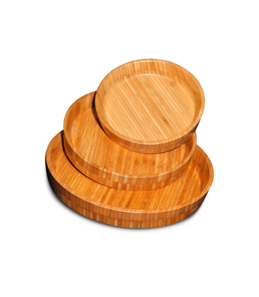 Round bamboo serving trays