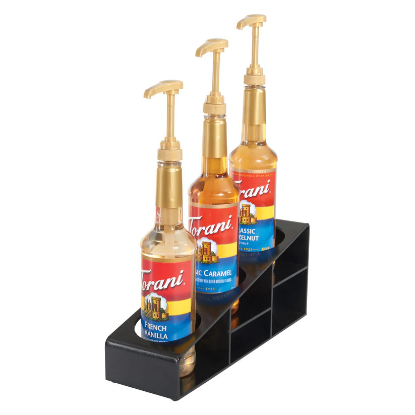 SBO-3C, 3.5" Dia, Black 3-Compartment Syrup & Condiment Bottle Organizer