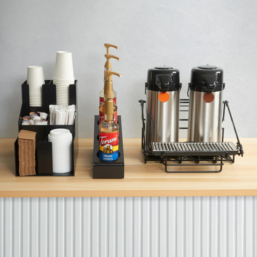 SBO-3C, 3.5" Dia, Black 3-Compartment Syrup & Condiment Bottle Organizer