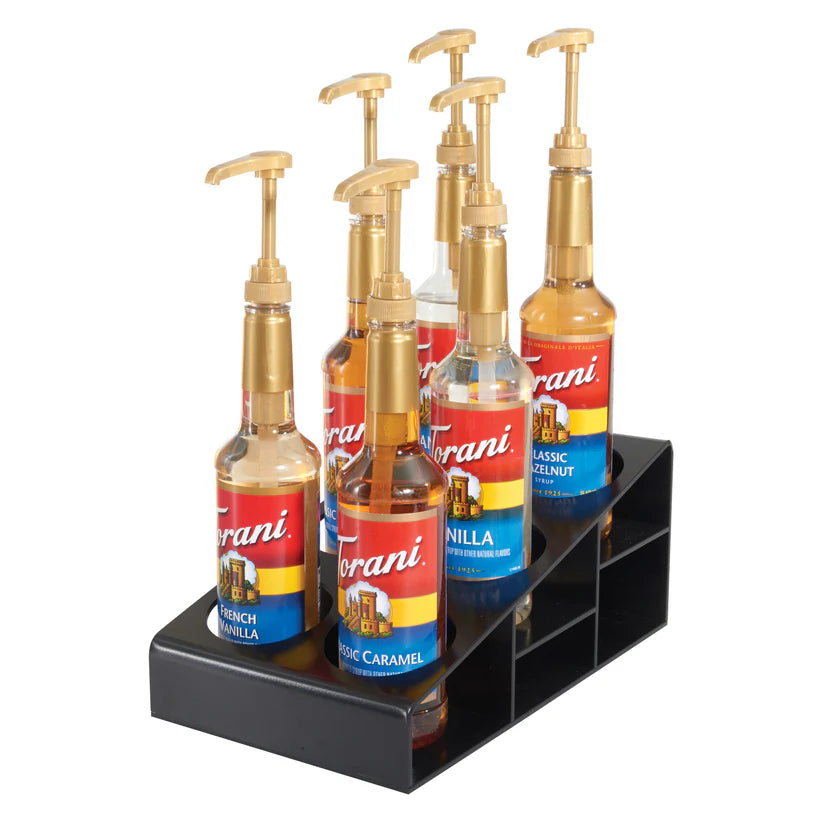 Winco SBO-6C, 3.5" Dia, Black 6-Compartment Syrup & Condiment Bottle Organizer
