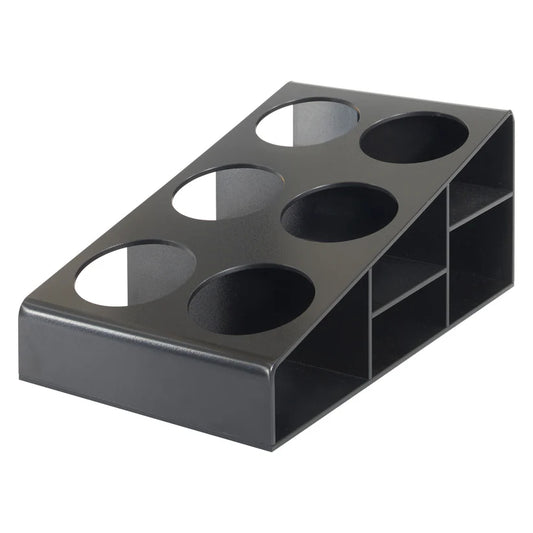 Winco SBO-6C, 3.5" Dia, Black 6-Compartment Syrup & Condiment Bottle Organizer