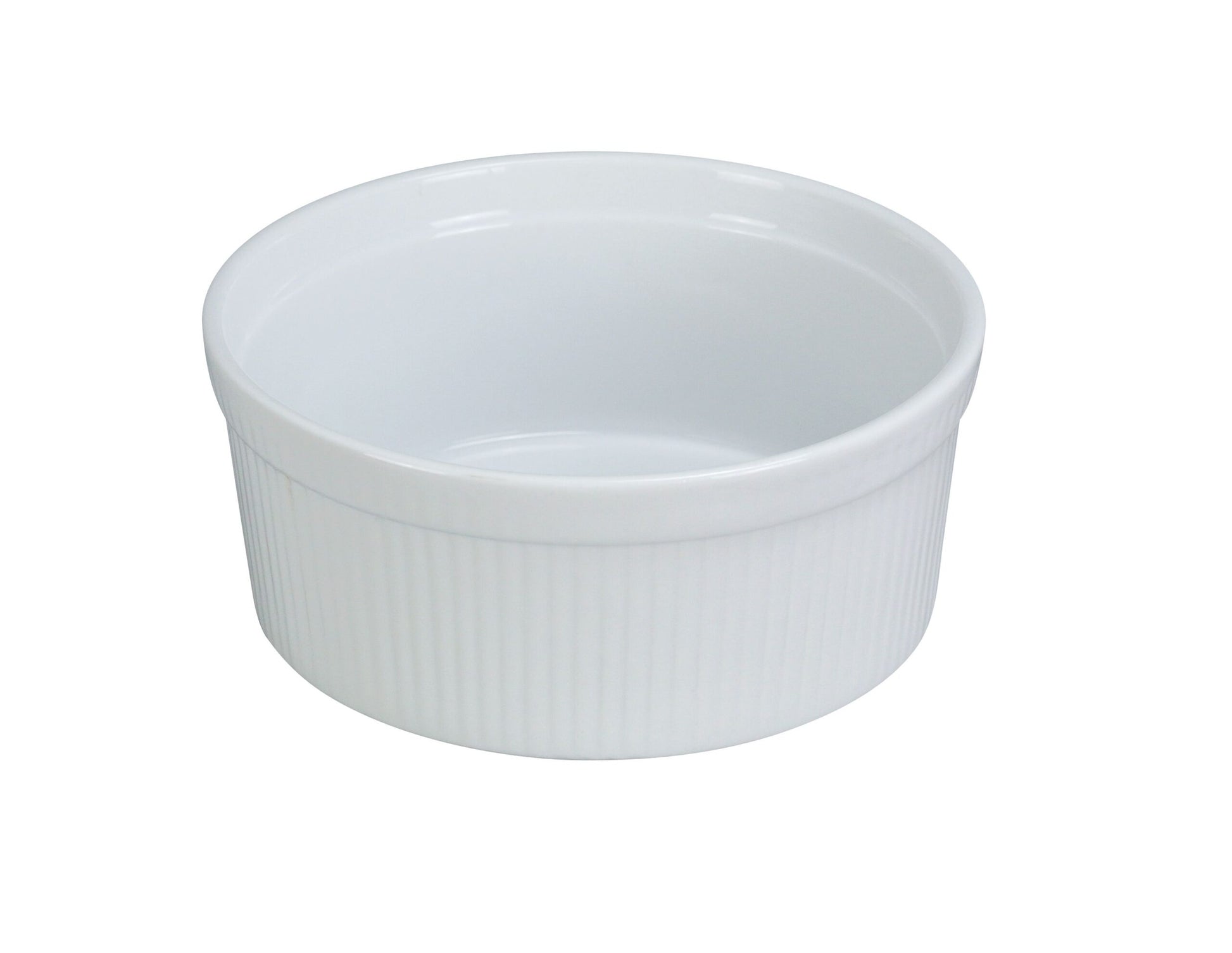 Yanco Fluted Souffle Bowl SF-112 is a stylish and functional addition to any kitchen or dining establishment. Designed for both baking and serving, this bowl is crafted from high-quality porcelain, offering excellent heat resistance and durability. Its classic white glaze and embossed fluted design create an elegant presentation, making it perfect for soufflés, custards, and other baked dishes. 