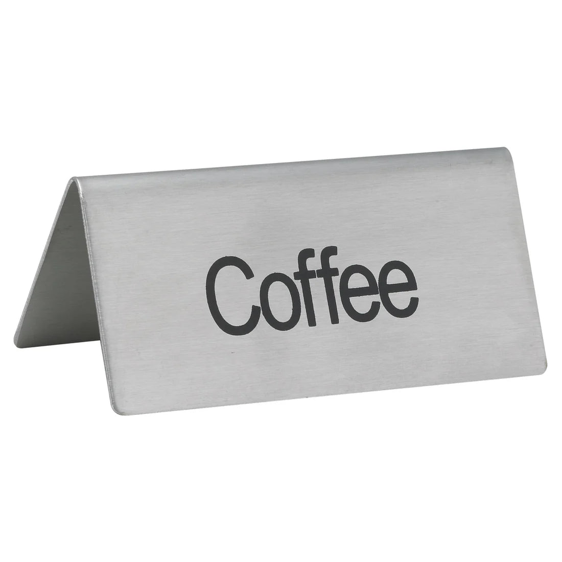 Winco SGN-100 to SGN-106, Stainless Steel Blank, Hot Tea, Decaf, Coffee, Hot Water, Iced Tea, Sanitized Tent Sign- Restaurant Kitchen, Buffet Stations, Catering Services
