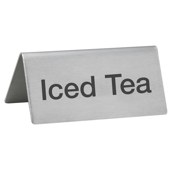 Winco SGN-100 to SGN-106, Stainless Steel Blank, Hot Tea, Decaf, Coffee, Hot Water, Iced Tea, Sanitized Tent Sign- Restaurant Kitchen, Buffet Stations, Catering Services