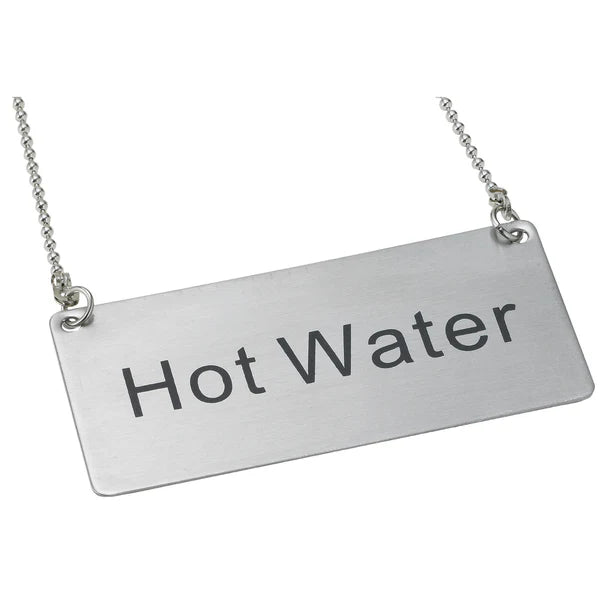 Winco SGN-202 to SGN-205, Stainless Steel Decaf, Coffee, Hot Water and Iced Tea Chain SIgn - Restaurant Kitchen, Buffet Stations, Catering Services