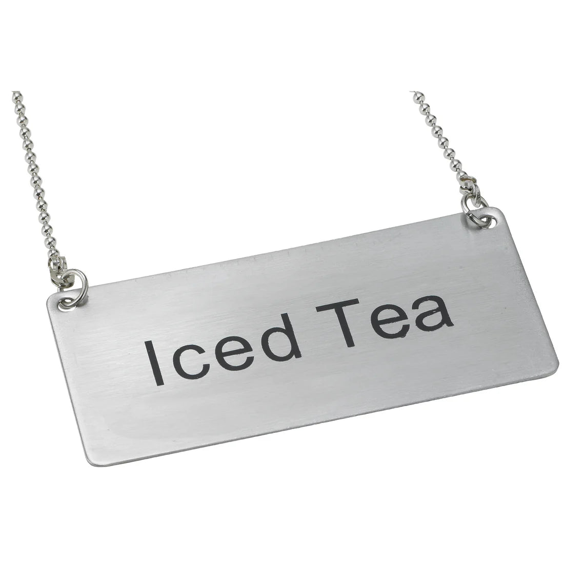 Winco SGN-202 to SGN-205, Stainless Steel Decaf, Coffee, Hot Water and Iced Tea Chain SIgn - Restaurant Kitchen, Buffet Stations, Catering Services