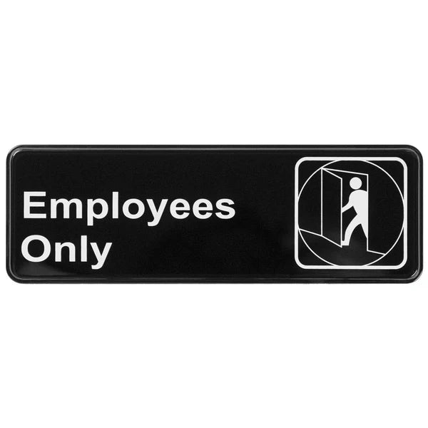 Winco SGN-301 to SGN-336, 3" x 9" Black, "Push" to "No Soliciting" Information Sign