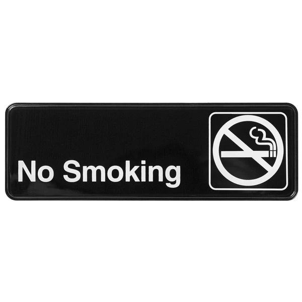 Winco SGN-301 to SGN-336, 3" x 9" Black, "Push" to "No Soliciting" Information Sign