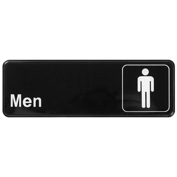Winco SGN-301 to SGN-336, 3" x 9" Black, "Push" to "No Soliciting" Information Sign