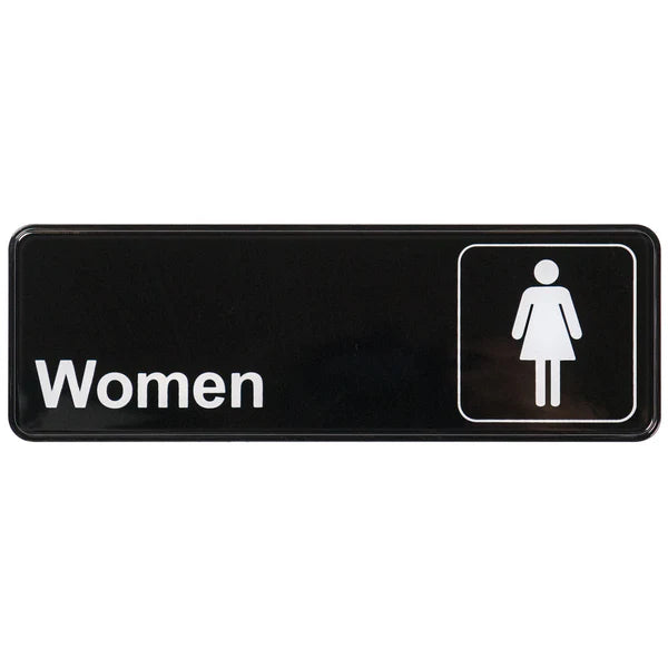 Winco SGN-301 to SGN-336, 3" x 9" Black, "Push" to "No Soliciting" Information Sign