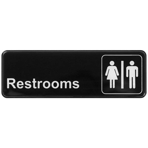 Winco SGN-301 to SGN-336, 3" x 9" Black, "Push" to "No Soliciting" Information Sign