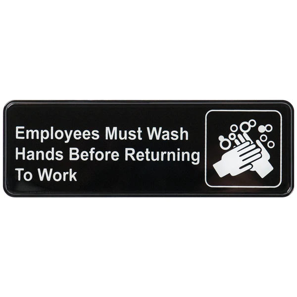 Winco SGN-301 to SGN-336, 3" x 9" Black, "Push" to "No Soliciting" Information Sign