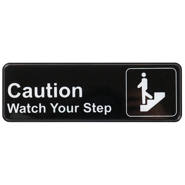 Winco SGN-301 to SGN-336, 3" x 9" Black, "Push" to "No Soliciting" Information Sign