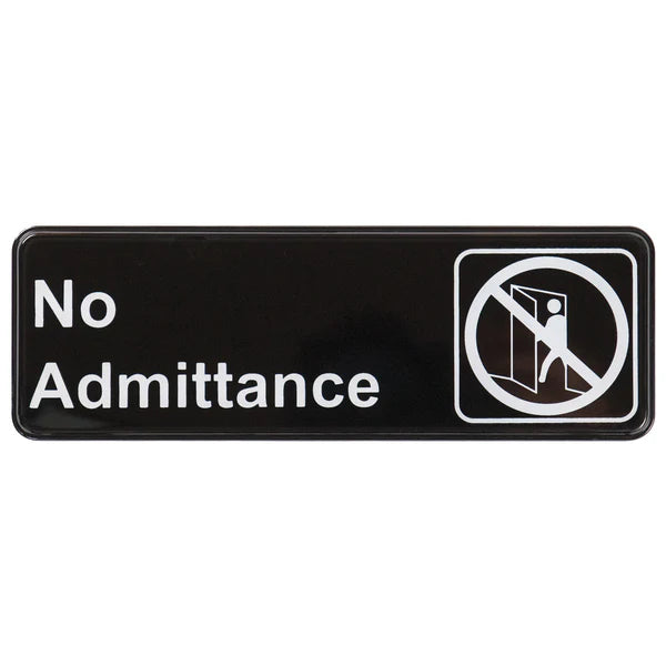Winco SGN-301 to SGN-336, 3" x 9" Black, "Push" to "No Soliciting" Information Sign
