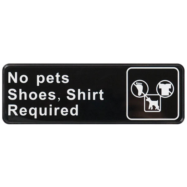 Winco SGN-301 to SGN-336, 3" x 9" Black, "Push" to "No Soliciting" Information Sign