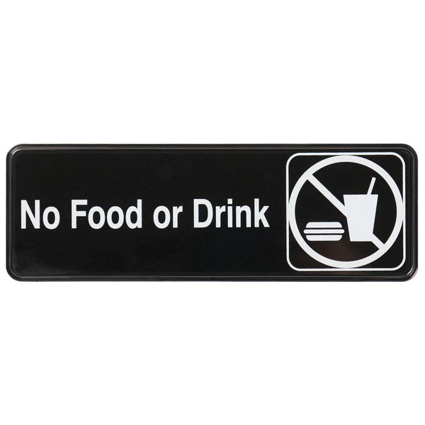 Winco SGN-301 to SGN-336, 3" x 9" Black, "Push" to "No Soliciting" Information Sign