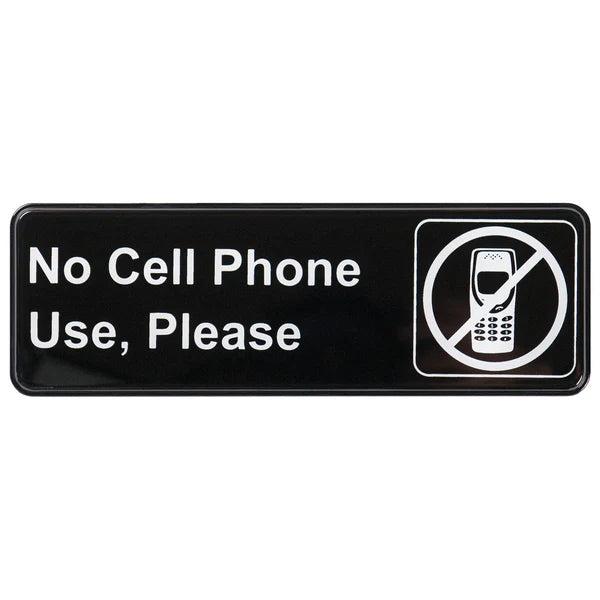 Winco SGN-301 to SGN-336, 3" x 9" Black, "Push" to "No Soliciting" Information Sign